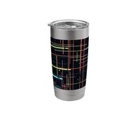 Abstract Digital Lines Grid Futuristic Tech Graphic Art Stainless Steel Insulated Tumbler