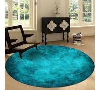 Abstract Distressed Grunge Texture Living Room Round Area Rug 100 cm, Teal Soft Large Carpet Non-Shedding - Washable Bedroom Circular Carpet Non-slip Short Pile Rug for Dining Room Office Playroom