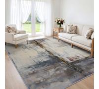 Abstract Distressed Texture Color Block Splicing Rug 100 x 160 cm | Machine Washable Non-Slip Industrial Rug, Durable Ultra Soft Carpet for Bedroom, Dining Room, Dorm, Home Office, Light Cream