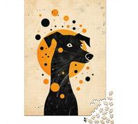 Abstract Dog Vector Portrait with Orange Circle 1000-Piece Jigsaw Puzzle for Adults, 70x50cm/1000pcs, Quiet Home Activity, Focused Puzzle Time And Time at Home