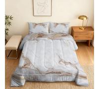 Abstract Duvet Super-King Size, White Brown Coverless Duvet Double 10.5 Tog, Abstract Bedding Set with Pillow Case, Bedroom Decor Quilt, Gifts, S0B560