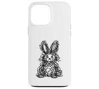 Abstract Easter Bunny in Scribble Line Art Style Sketch Case for iPhone 13 Pro Max