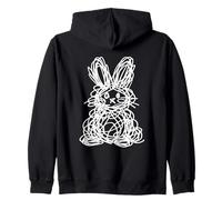 Abstract Easter Bunny in Scribble Line Art Style Sketch Zip Hoodie
