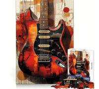Abstract Electric Guitar Art 1000 Piece Jigsaw Puzzle for Adults Mindful Game High Def Print Happy Challenge Thoughtful Gift (50x75cm)