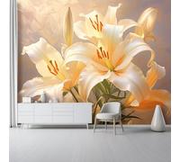 Abstract Elegant Flowers Photo Wallpaper Mural - Wall Non-Woven Wallpaper for Living Room Bedroom, Indoor Beige Wall Painting for Tv Backdrop Kids Room 150 x 105 cm (W x H)