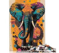 Abstract Elephant Art Vibrant Elephant Pop Art Bold And Striking Wildlife Design Puzzle Jigsaws 300 Pieces for Adults Wooden Puzzles for Adults Jigsaw Puzzles for Adult 300pcs (40x28cm)