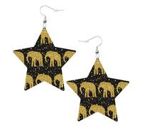 Abstract Elephant Pattern Printed Leather Pierced Earring Set, 1 Pair Lightweight Bohemian Earrings Birthday Party Jewelry Gifts For Women