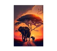 Abstract Elephant Sunset Landscape Wild Animal Canvas Paintings Posters And Prints Wall Art Picture For Living Room Home Decor A3 21X30Cm Unframed