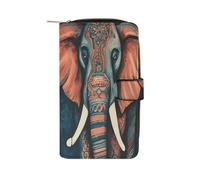 Abstract Elephant Wallet Multifunctional Leather Wallets for Men Compact Long Wallet Credit Card Holder Passport Bag