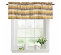 Abstract Ethnic Style Valances for Windows, Yellow Boho Southwest Group Rod Pocket Valance Short Window Treatments Curtains for Kitchen Bathroom Bedroom Decor, 56 x 16 Inches