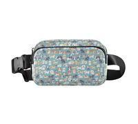 abstract Evil Eye White Waterproof Waist Bag Fanny Pack with Adjustable Strap for Travel Vacation Running, Cute Dogs, One Size