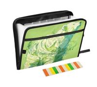 Abstract Expressionist Style Polar Bear Music Score Green Accordion Folder 13 Pockets A4 Letter Size with Zipper Closure for Paperwork Accordion Document File Folder Expanding carpetas de