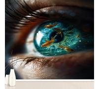 Abstract Eye Close-up Science Fiction Large Mural Self Adhesive Wallpaper 256x350 cm, Fantasy Sea Fish Eyeball Wallpaper, Abstract Eyes Wall Stickers Vinyl for Living Room, Kitchen Wall Art