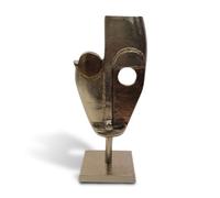 Abstract Face Aluminium Sculpture Ornament And Home Accessory In Bronze Silver 40Cm Height
