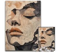Abstract Face Art Beige Grey Abstract Face Art Woman Portrait 1000Pc Adults Jigsaw Puzzle Puzzles for Adults for Home Decor Brain Training 1000 PCS(38x26cm)