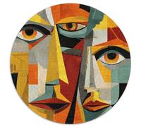 Abstract Face Art Jigsaw 1000 Piece Round Puzzle Modern Geometric Style Jigsaw Puzzle Relax Puzzles Games for Teenagers And Adults 1000pcs (67.5x67.5cm)