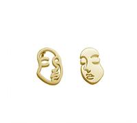 Abstract Face Asymmetric Stud Earrings Stainless Steel Artist Hollow Face Cartilage Studs Earring Minimalist Jewelry Gifts for Women Girls Men, Stainless Steel, No Gemstone