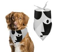 Abstract Face Dog Bandanas for Feeding Grooming, Triangle Pet Bibs for Cats & Dogs Washable Fashion Pets Scarf for Party Travel 27.6 X 11.8 Inch