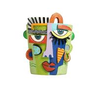 Abstract Face Flower planterss - Colorful Rainbow Head Planter With Drainage | Modern Abstract Funky Plant Pots, 15cm Bonsai Holder, Art Resin Home Decoration Plant Container For Indoor Garden
