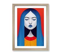 Abstract Face Of A Woman No.1 Framed Print for Living Room Bedroom Home Office Décor, Wall Art Picture Ready to Hang, Oak A2 Frame (64 x 46 cm)