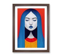 Abstract Face Of A Woman No.1 Framed Print for Living Room Bedroom Home Office Décor, Wall Art Picture Ready to Hang, Walnut A4 Frame (34 x 25 cm)