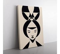Abstract Face Of A Woman No.2 Canvas Wall Art Print Ready to Hang, Framed Picture for Living Room Bedroom Home Office Décor, 50x35 cm (20x14 Inch)