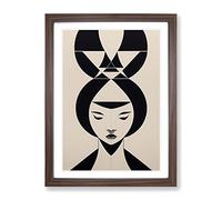 Abstract Face Of A Woman No.2 Framed Print for Living Room Bedroom Home Office Décor, Wall Art Picture Ready to Hang, Walnut A3 Frame (34 x 46 cm)