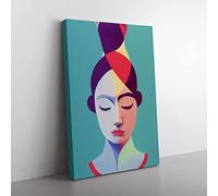 Abstract Face Of A Woman No.3 Canvas Wall Art Print Ready to Hang, Framed Picture for Living Room Bedroom Home Office Décor, 60x40 cm (24x16 Inch)