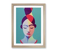 Abstract Face Of A Woman No.3 Framed Print for Living Room Bedroom Home Office Décor, Wall Art Picture Ready to Hang, Oak A2 Frame (64 x 46 cm)