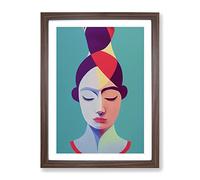 Abstract Face Of A Woman No.3 Framed Print for Living Room Bedroom Home Office Décor, Wall Art Picture Ready to Hang, Walnut A4 Frame (34 x 25 cm)