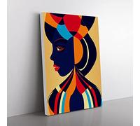 Abstract Face Of A Woman No.4 Canvas Wall Art Print Ready to Hang, Framed Picture for Living Room Bedroom Home Office Décor, 60x40 cm (24x16 Inch)