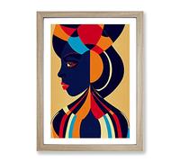 Abstract Face Of A Woman No.4 Framed Print for Living Room Bedroom Home Office Décor, Wall Art Picture Ready to Hang, Oak A4 Frame (34 x 25 cm)
