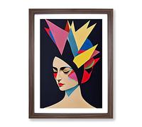 Abstract Face Of A Woman No.5 Framed Print for Living Room Bedroom Home Office Décor, Wall Art Picture Ready to Hang, Walnut A4 Frame (34 x 25 cm)