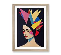 Abstract Face Of A Woman No.5 Framed Print for Living Room Bedroom Home Office Décor, Wall Art Picture Ready to Hang, Oak A4 Frame (34 x 25 cm)