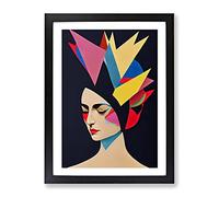 Abstract Face Of A Woman No.5 Framed Print for Living Room Bedroom Home Office Décor, Wall Art Picture Ready to Hang, Black A4 Frame (34 x 25 cm)