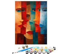 Abstract Face Paint by Numbers for Adults, Paint by Numbers, Easy Diy Oil Painting Kits on Canvas with 3 Brushes and 36 Acrylic Pigment, Hobbies for Women, Wall Decor Gifts Crafts 16x22 in BJHWK494