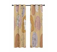 Abstract Face Painting Blackout Curtains for Bedroom Living Room, Boho Yellow Portraits Minimalist Line 84 In Long Thermal Insulated Room Darkening Drapes Grommet Window Treatments, 52 x 84 In