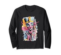 Abstract Face Peace Graffiti Pop Portrait Graphic Style Long Sleeve T-Shirt