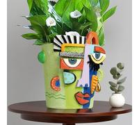 Abstract Face Plant Pot, Picasso Head Planter for Indoor Plants, Funny Face Flower Pot, Colorful Succulents Vase for Outdoor Garden and Home Decor (B)