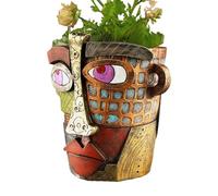 Abstract Face Planter - Abstract Colorful Head Plant Pot, Humorous Succulent Planter, Artistic Resin Head Flower Pots, for Home and Office Decor
