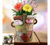 Abstract Face Planter Pots Head,Unique Head Planter for Indoor Plants,Funny Face Flower Pot,Colorful Plant Pots Drainage Modern Pot for Indoor Outdoor, Funky Gift (A)