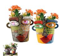 Abstract Face Planter Pots Head,Unique Head Planter for Indoor Plants,Funny Face Flower Pot,Colorful Plant Pots Drainage Modern Pot for Indoor Outdoor, Funky Gift (C)