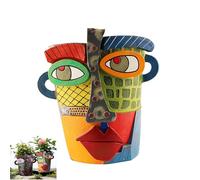 Abstract Face Planter Pots Head,Unique Head Planter for Indoor Plants,Funny Face Flower Pot,Colorful Plant Pots Drainage Modern Pot for Indoor Outdoor, Funky Gift (B)
