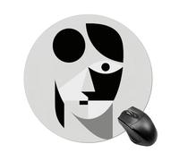 Abstract Face Round Mouse Pad 7.8 Inch, Portable Gaming Mouse Mat with Non-Slip Rubber Base & Smooth Surface, Waterproof Mousepad for PC, Laptop, Computer, Office, Home