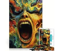 Abstract Face Screaming in Colorful Painting for Adults 1000 Piece Puzzle Brain Exercise HD Print Home Activity Birthday Art Gift (38x52cm)