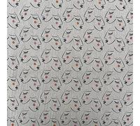 Abstract Faces Line Art Digital Printed Cotton Rich Linen Vintage Look Quilting Craft Project Cushion Curtain Furnishing Upholstery Home Fabric Material | 55" - 140 cm Wide (per Half Metre)