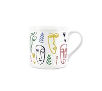 Abstract Faces Mug - Colourful Modern Retro Gift - Bone China Mug Tea/Coffee Present