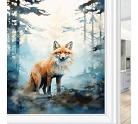 Abstract Fantasy Fox Window Privacy Film Stained Glass Mystery Animals Vintage Window Clings for Glass Decorative Stickers Static Cling Sun Blocking Coverings 60x90 cm