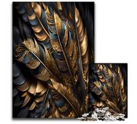 Abstract Feathers Gold Jigsaws 1000 Pieces for Adults Puzzles for Adults for Family And Friends Suitable for Ages 1000 PCS(38x26cm)