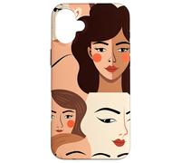 Abstract Female Faces Modern Portrait Minimal Style Design Case for iPhone 16 Plus